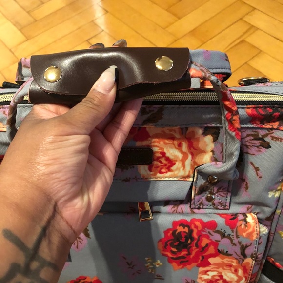 Gray Floral Diaper Bag/Backpack - Picture 5 of 16